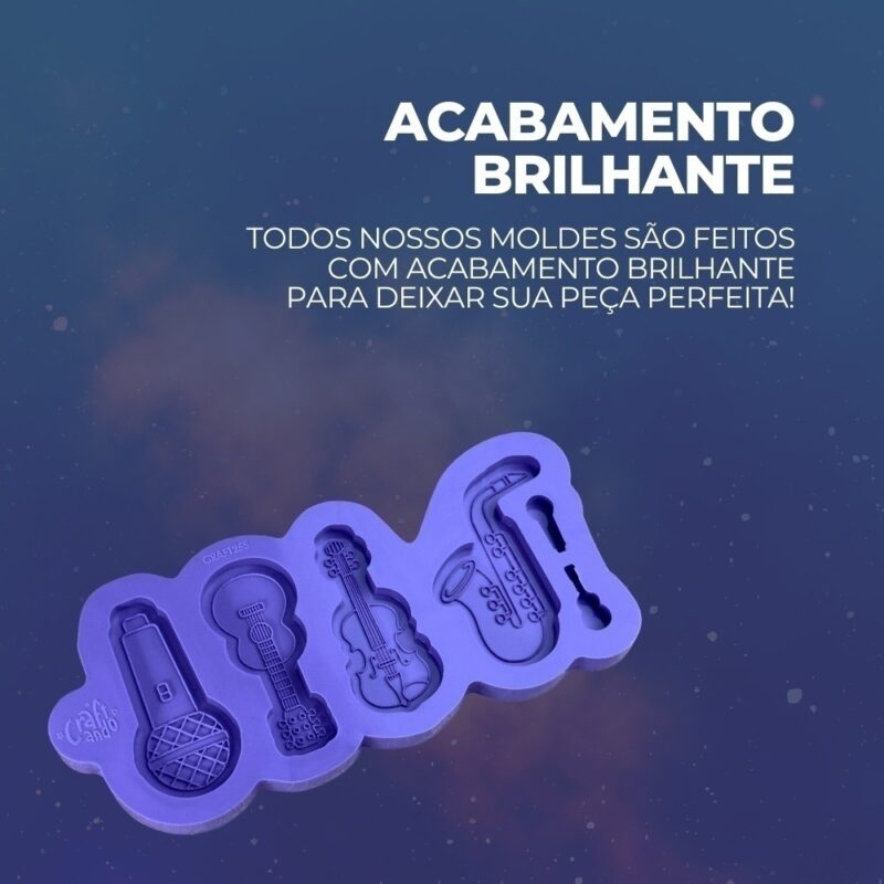 Molde de Silicone Para Resina Epóxi Instumentos 4 Cavidades - Imagem 3