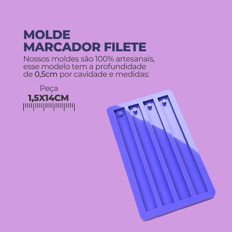 Molde de Silicone Para Resina Epóxi Marcador de Página Filete - Imagem 2