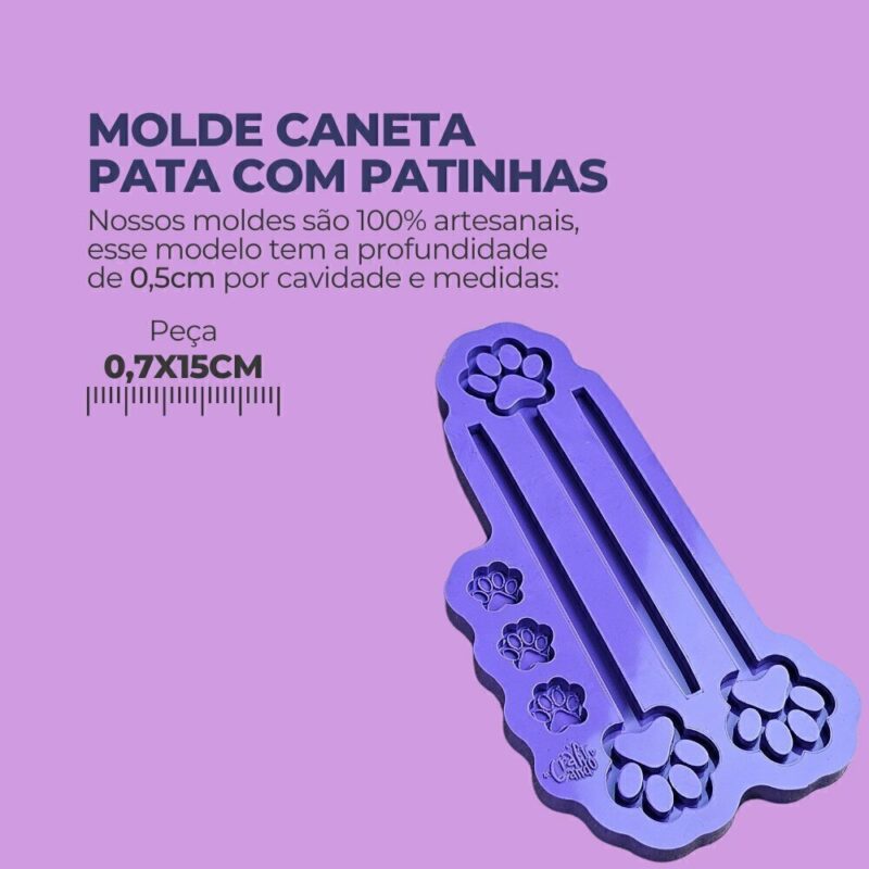 Molde de Silicone Para Resina Caneta Pata com Patinhas - Imagem 2