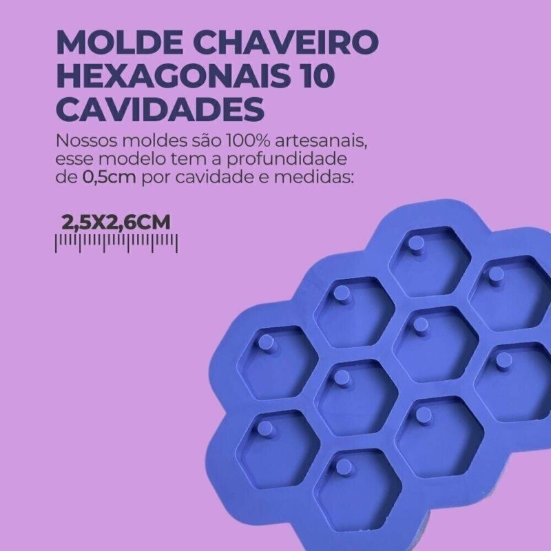 Molde de Silicone Para Resina Epóxi Hexagonais 2,5cm - Imagem 2