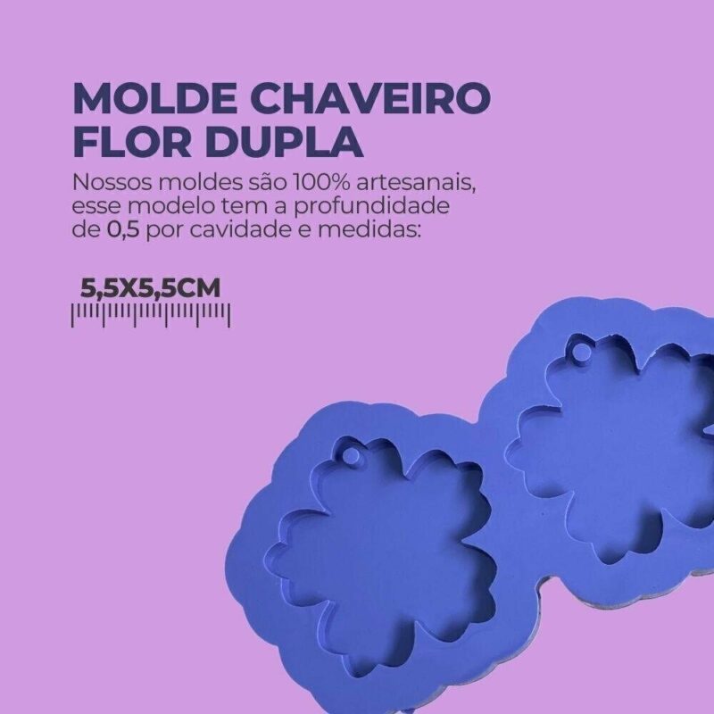 Molde de Silicone Para Resina Epóxi Chaveiro Flor - Imagem 2