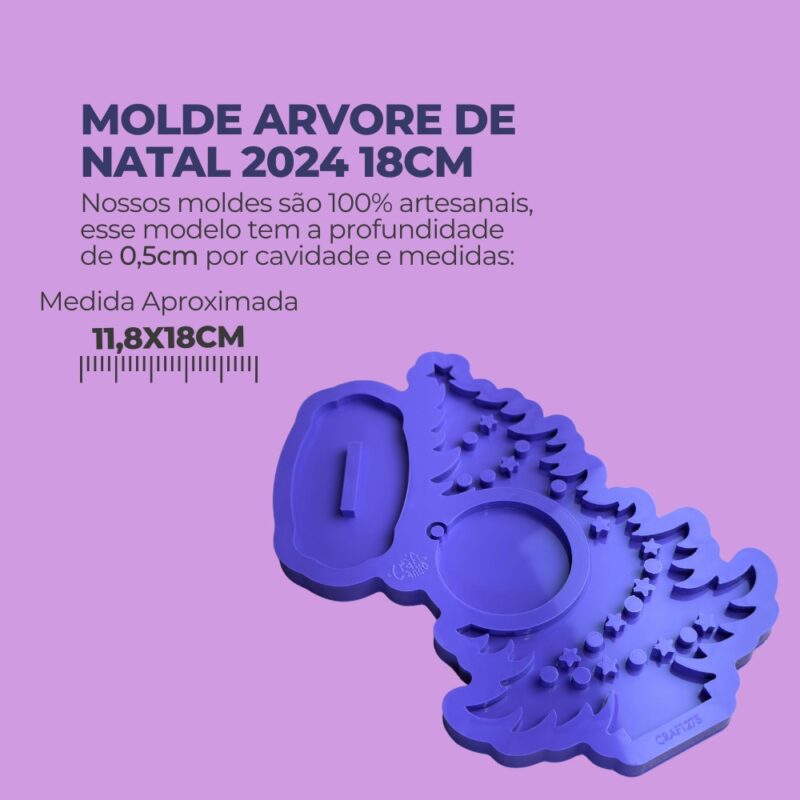 Molde de Silicone Para Resina Epóxi Arvore de Natal 2024 18cm - Image 2