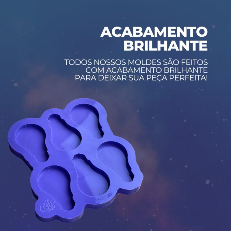 Molde de Silicone Para Resina Epóxi Chaveiro Lâmpada  6 cavidades - Imagem 3