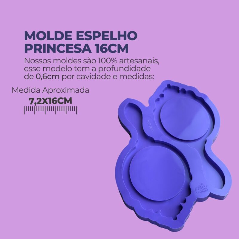 Molde de Silicone Para Resina Epóxi Espelho Princesa 16cm - Imagem 2