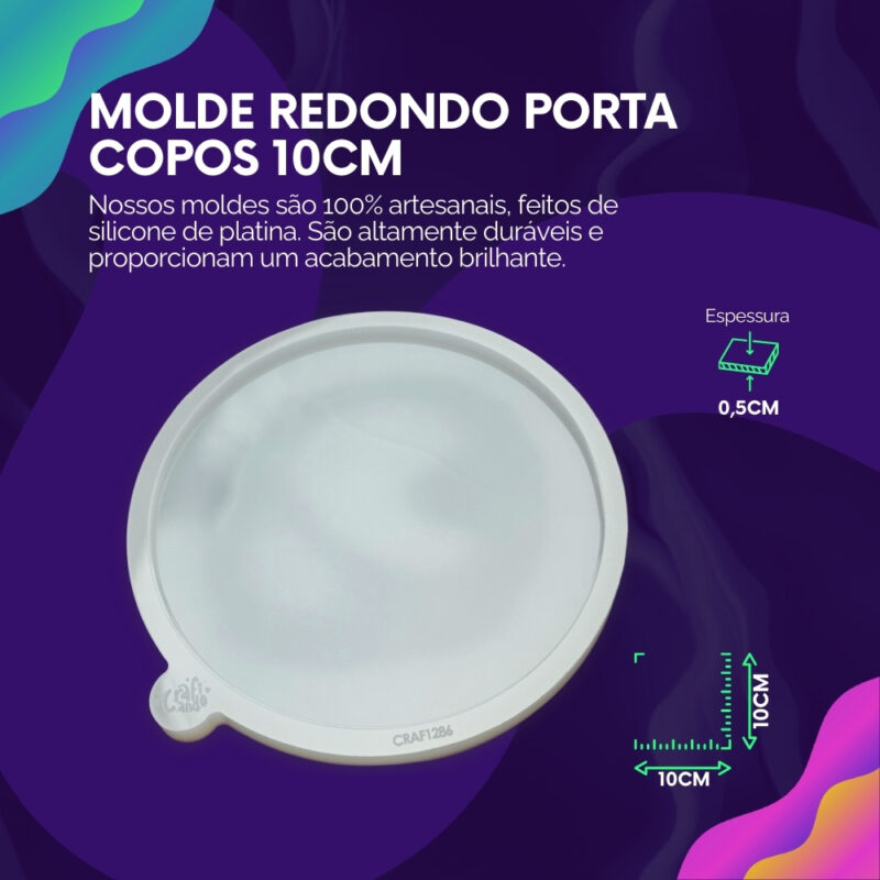 Molde de Silicone Para Resina Epóxi Eternização Redondo Porta Copos - Imagem 2