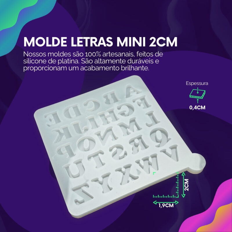 Molde de Silicone Para Resina Epóxi Letras Mini - Imagem 2