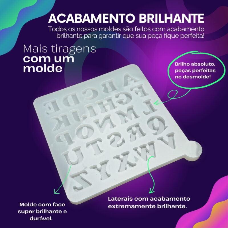 Molde de Silicone Para Resina Epóxi Letras Mini - Imagem 3