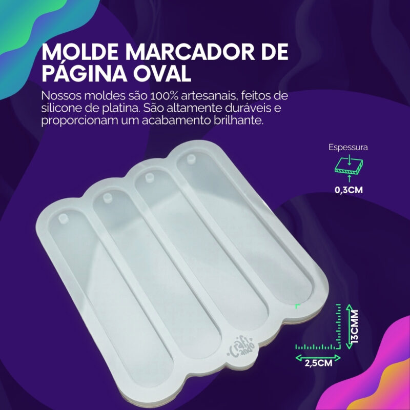 Molde de Silicone Para Resina Epóxi Marcador de Página Oval - Imagem 2