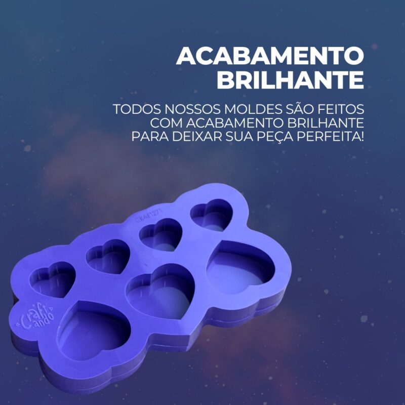 Molde de Silicone Para Resina Epóxi Paleta Eternização Coração 2cm e 3cm - Imagem 3