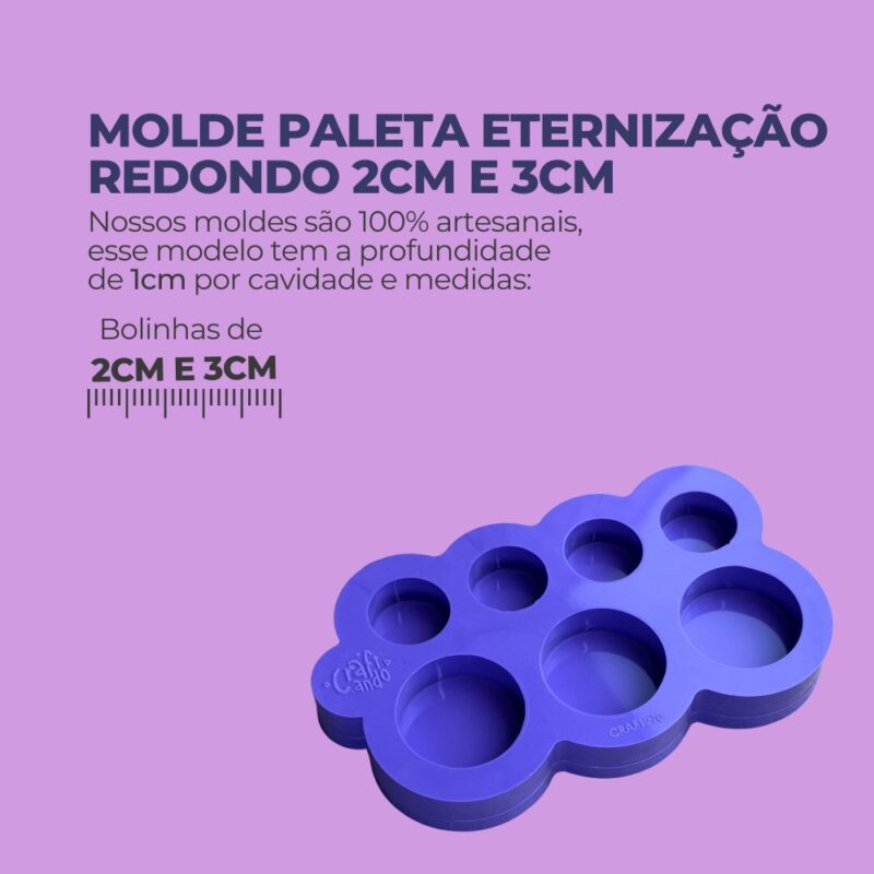 Molde de Silicone Para Resina Epóxi Paleta Eternização Redondo 2cm e 3cm - Imagem 2
