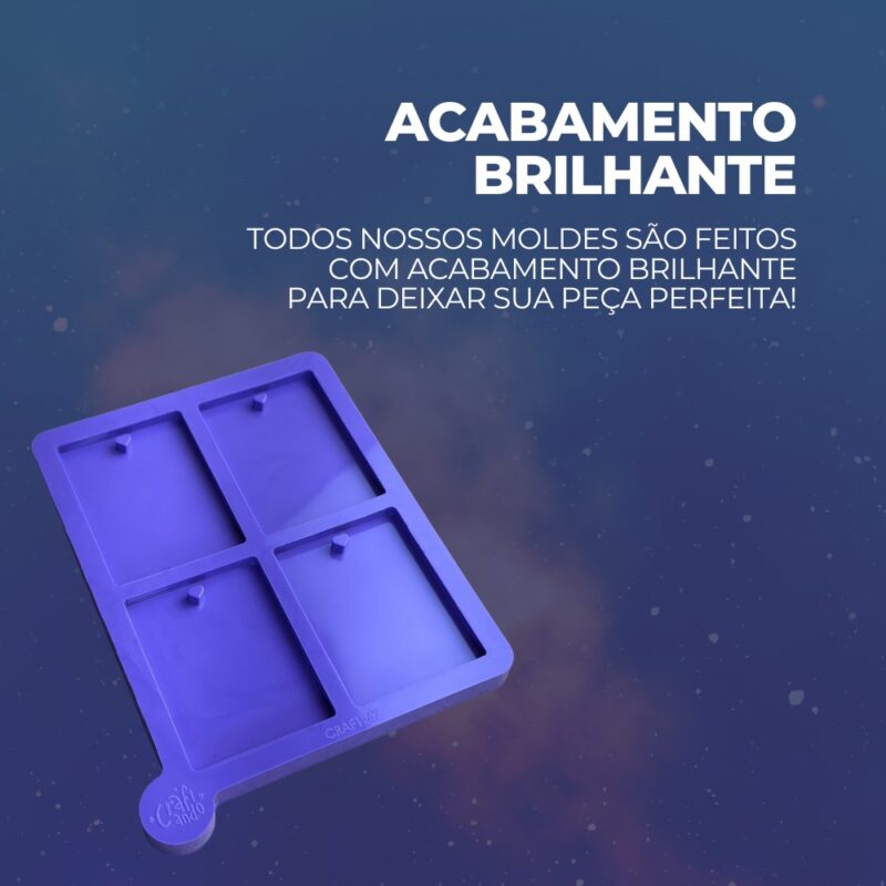 Molde de Silicone Para Resina Epóxi Plaquinha Foto 4 Cavidades - Imagem 3