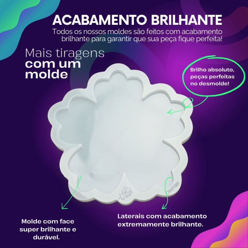 Molde de Silicone Para Resina Epóxi Porta Copos Flor - Imagem 3
