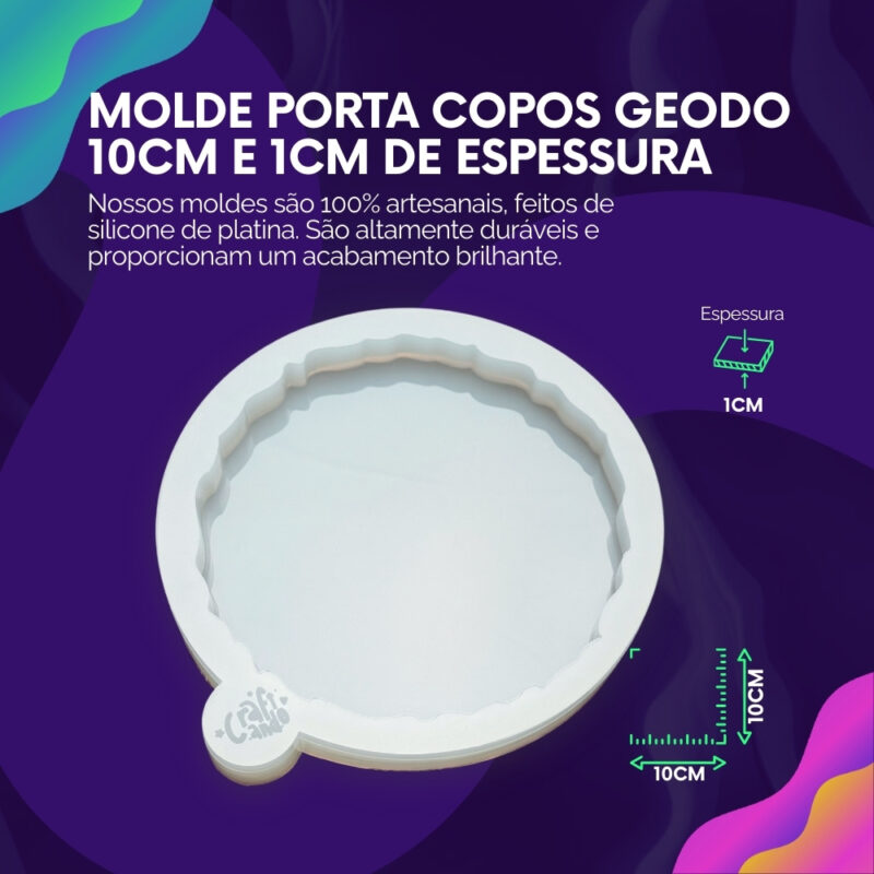 Molde de Silicone Para Resina Epóxi Porta Copos Geodo - Imagem 2