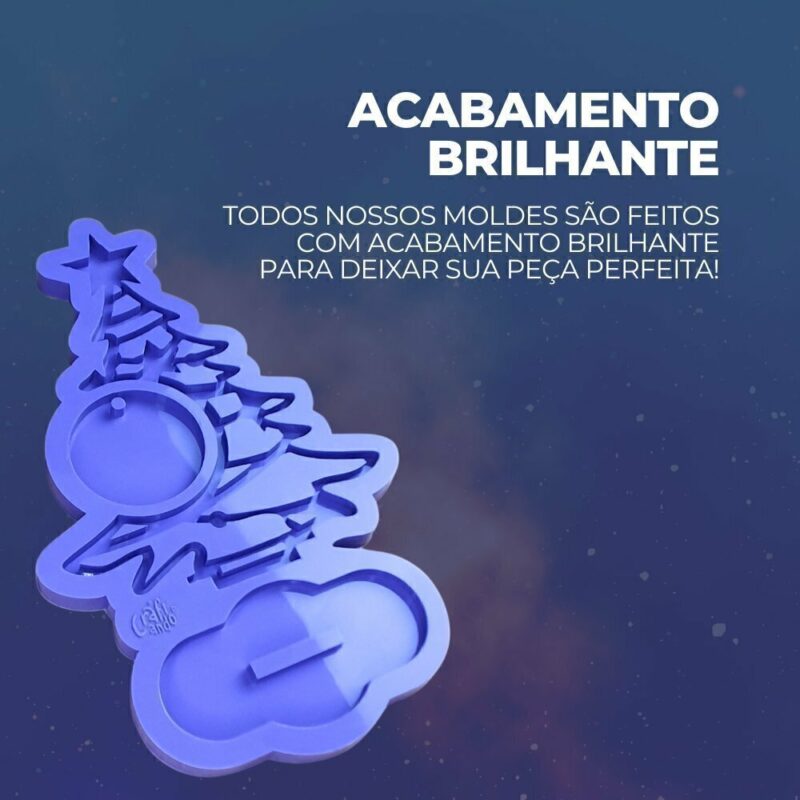 Molde de Silicone Para Resina Epóxi Arvore de Natal 2023 Com Bolinha - Imagem 3