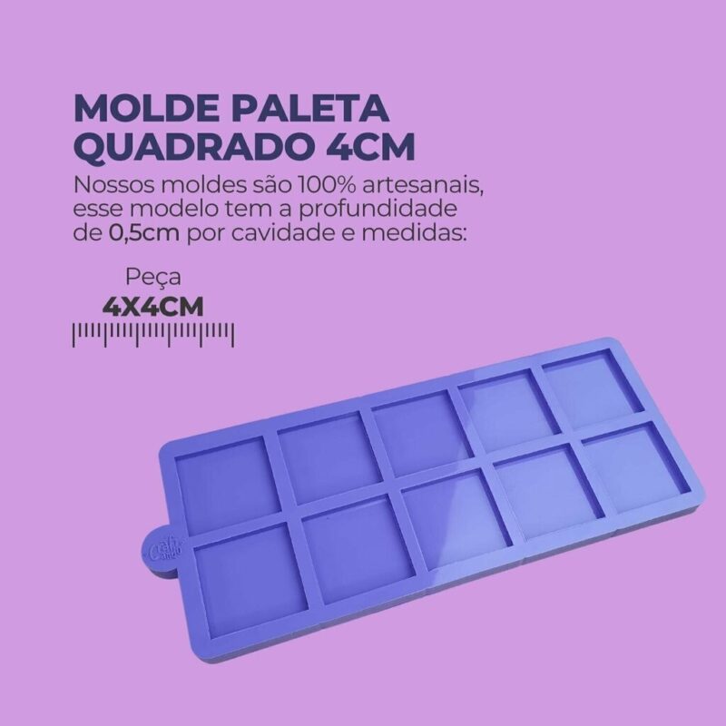 Molde de Silicone Para Resina Epóxi Paleta Quadrado 4cm - Imagem 2