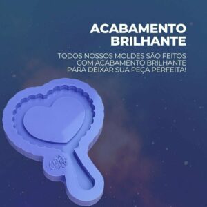 Molde de Silicone Para Resina Epóxi Mini Espelho Coração Bordado - Image 3