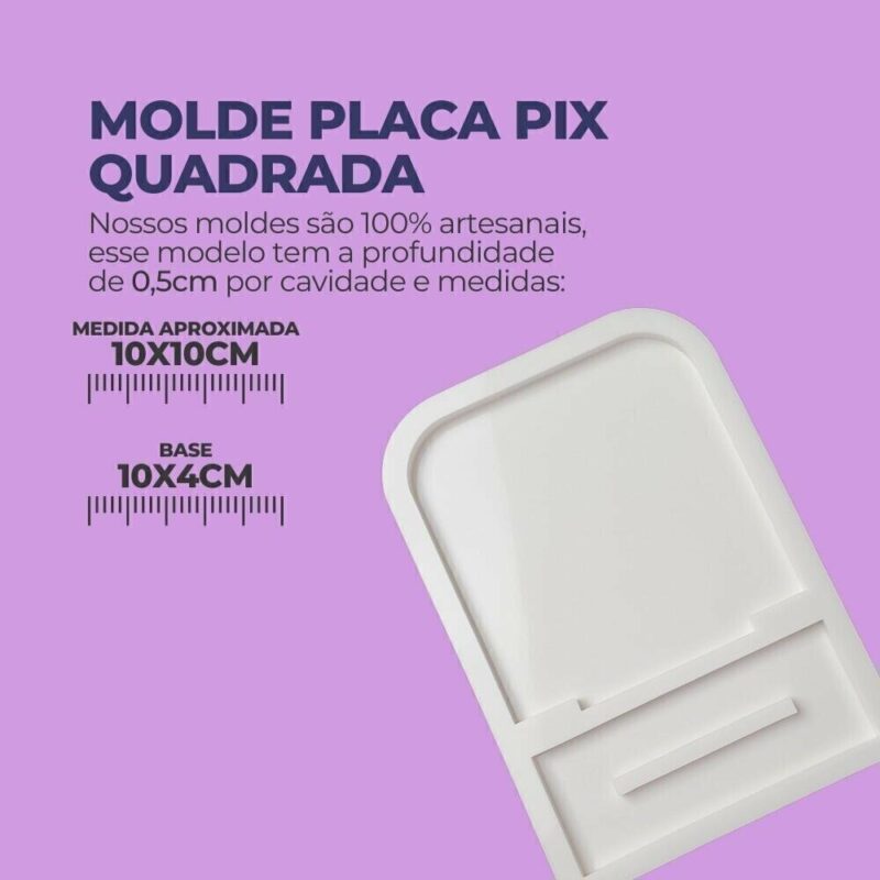 Molde de Silicone Para Resina Epóxi Placa Pix Quadrada - Imagem 2