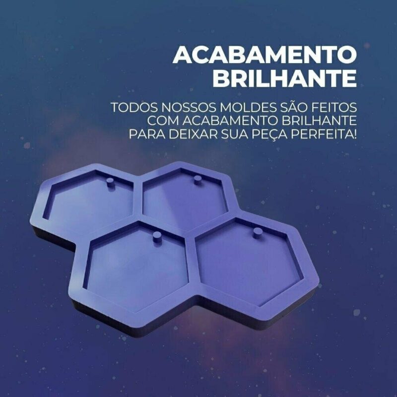 Molde de Silicone Para Resina Epóxi Chaveiro Hexagonais 5,5cm - Imagem 3