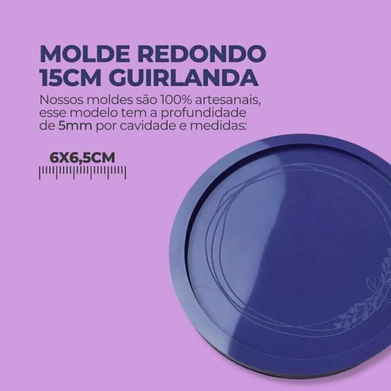 Molde de Silicone Para Resina Epóxi Redondo 15cm Guirlanda - Imagem 2