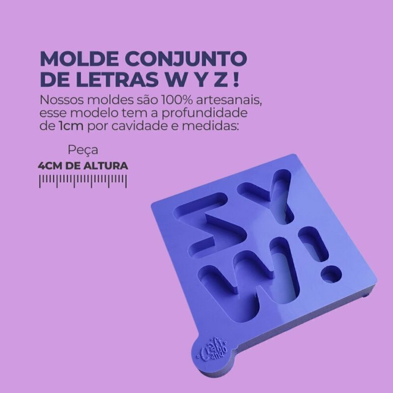 Molde de Silicone Para Resina Epóxi Conjunto de Letras W Y Z ! 4cm - Imagem 2