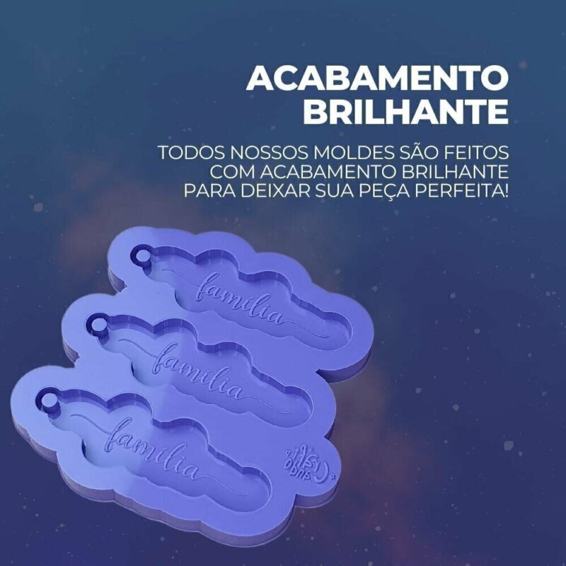 Molde de Silicone Para Resina Epóxi Família 3 cavidades - Imagem 3