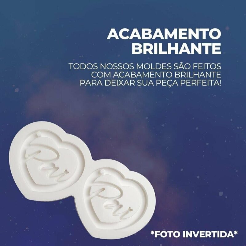 Molde de Silicone Para Resina Epóxi Chaveiro Coração Pai Pequeno - Image 3