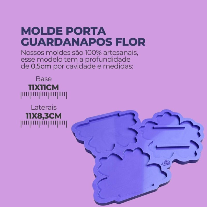 Molde de Silicone Para Resina Epóxi Porta Guardanapos Flor - Imagem 2