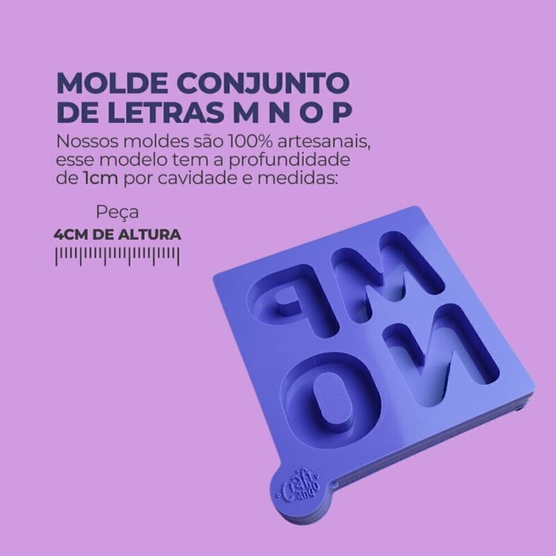 Molde de Silicone Para Resina Epóxi Conjunto de Letras M N O P 4cm - Imagem 2