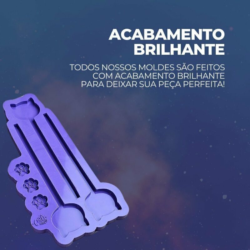 Molde de Silicone Para Resina Caneta Gatinho com Patinhas - Imagem 3