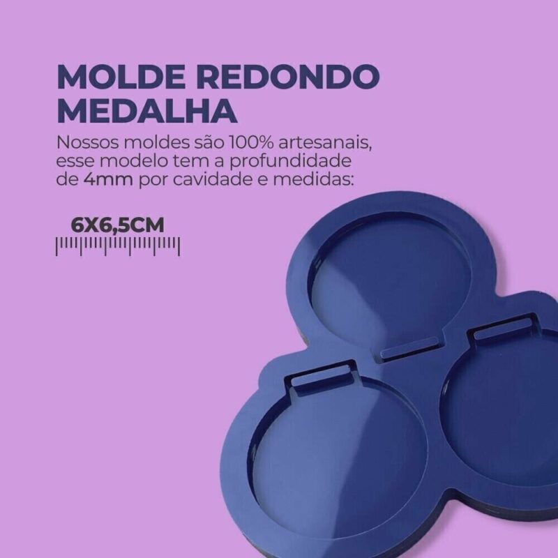 Molde de Silicone Para Resina Epóxi Redondo Medalha - Imagem 2