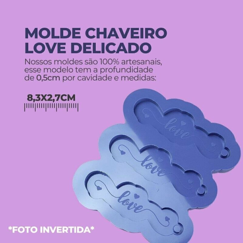 Molde de Silicone Para Resina Epóxi Chaveiro Love Delicado - Imagem 2