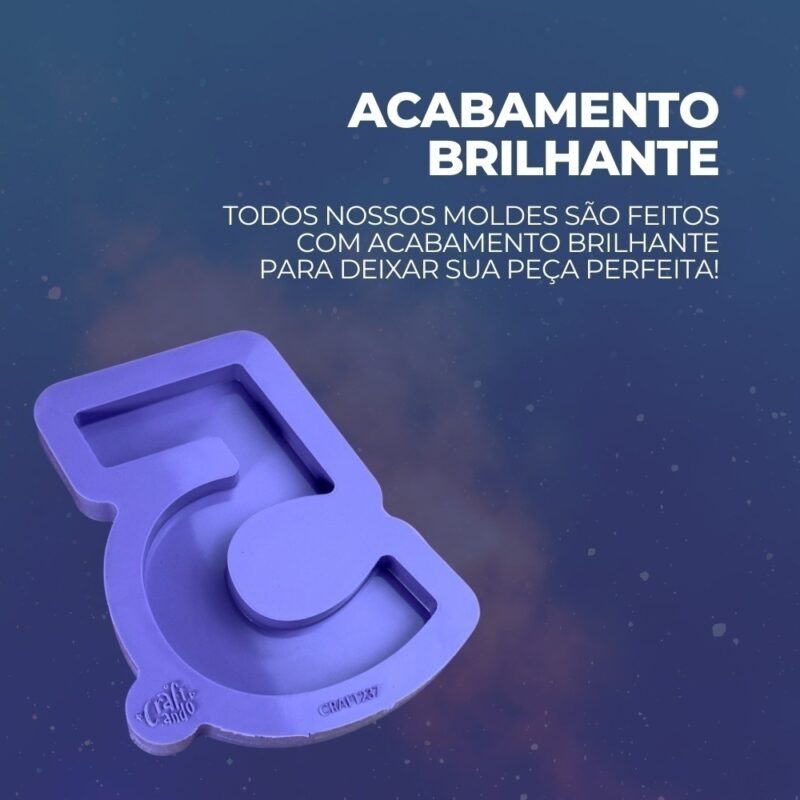 Molde de Silicone Para Resina Epóxi Número 5 com 10cm - Imagem 3