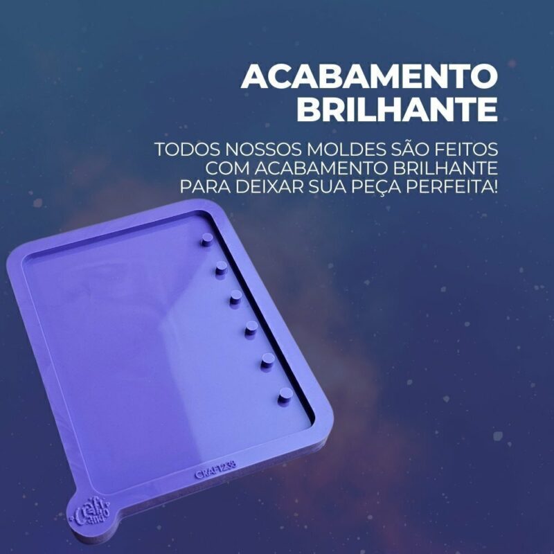 Molde de Silicone Para Resina Capa Agenda A6 6 furos - Imagem 3