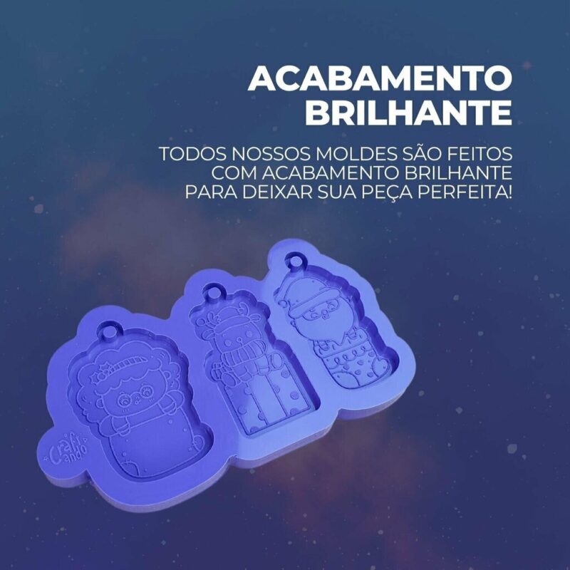 Molde de Silicone Para Resina Epóxi Chaveiros de Natal 3 modelos - Imagem 3