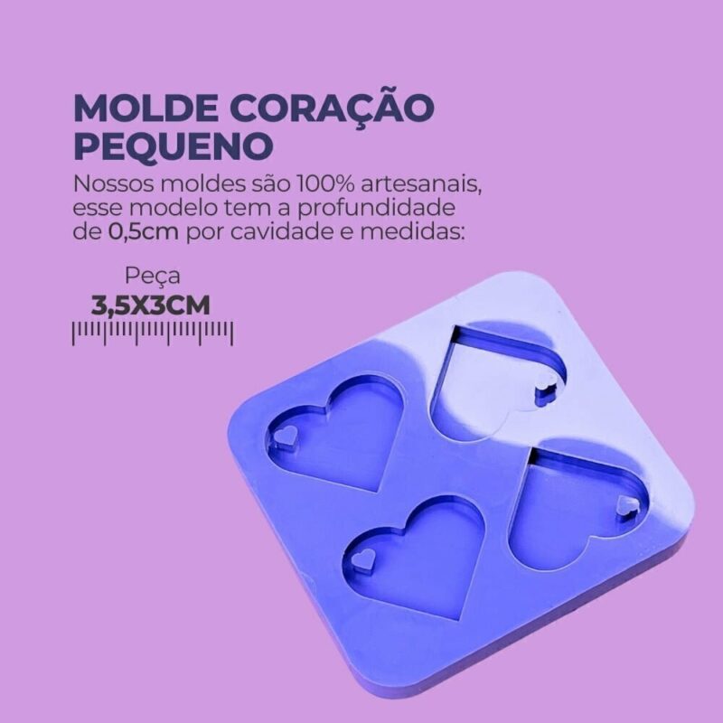 Molde de Silicone Para Resina Epóxi Coração Pequeno, Chaveiros, Pingentes - Imagem 2