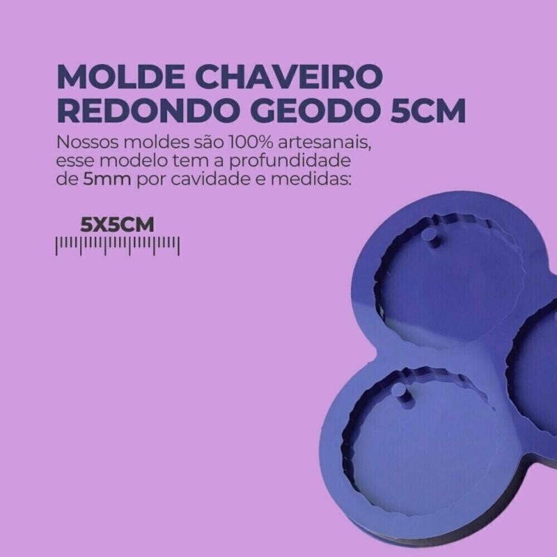 Molde de Silicone Para Resina Epóxi Redondo Geodo 5cm - Imagem 2