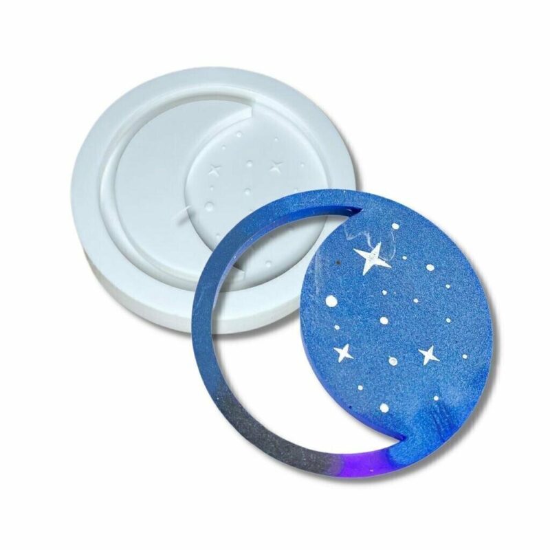 Molde de Silicone Para Resina Epóxi Chaveiro Lua Estilizada - Imagem 2