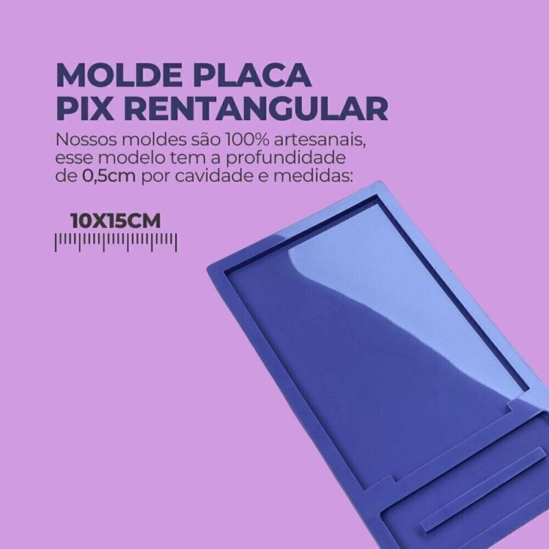 Molde de Silicone Para Resina Epóxi Placa Pix Retangular 10x15 - Imagem 2