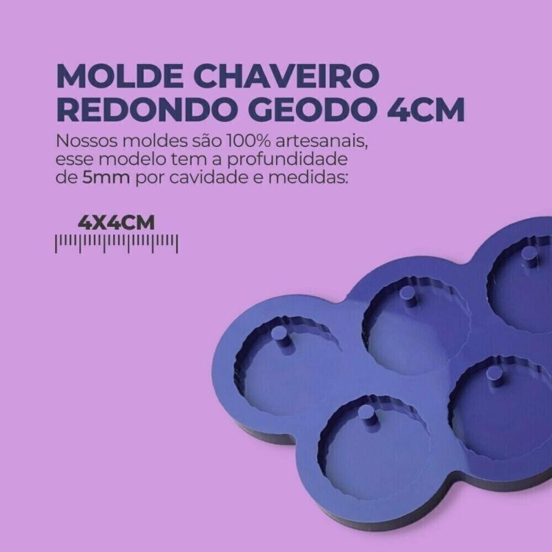Molde de Silicone Para Resina Epóxi Redondo Geodo 4cm - Imagem 2