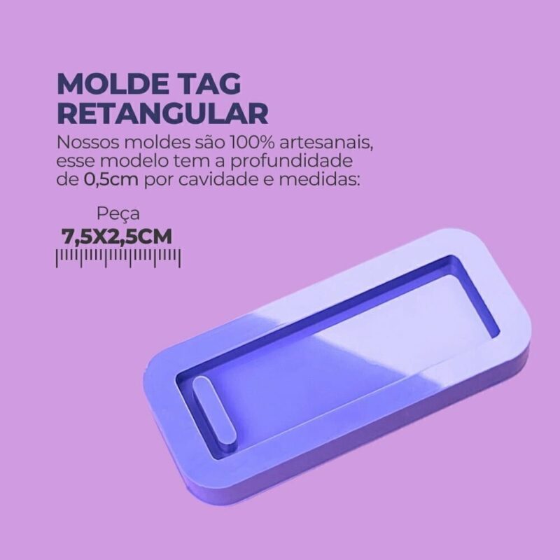 Molde de Silicone Para Resina Epóxi Tag Retangular Chaveiro - Imagem 2