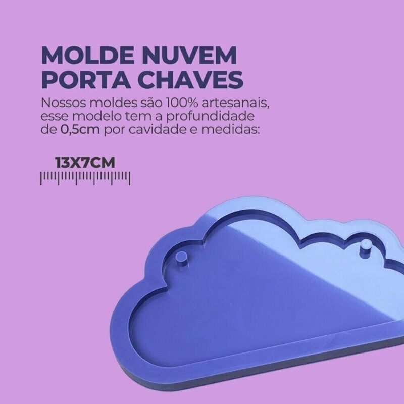 Molde de Silicone Para Resina Epóxi Nuvem Porta Chaves - Imagem 2