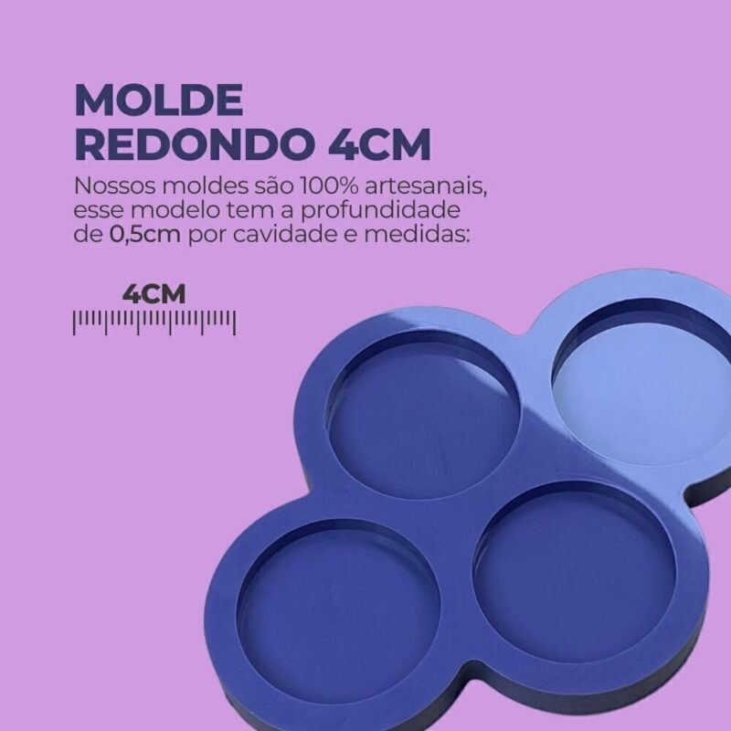 Molde de Silicone Para Resina Epóxi Redondo 4cm - Imagem 2