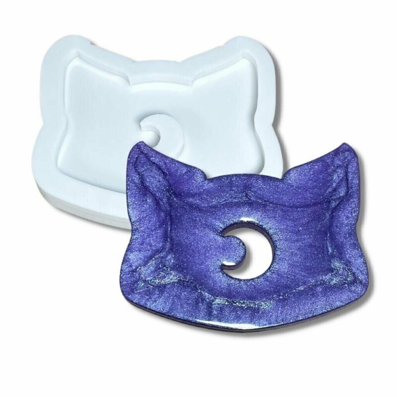 Molde de Silicone Para Resina Epóxi Chaveiro Gatinho com Lua - Imagem 2