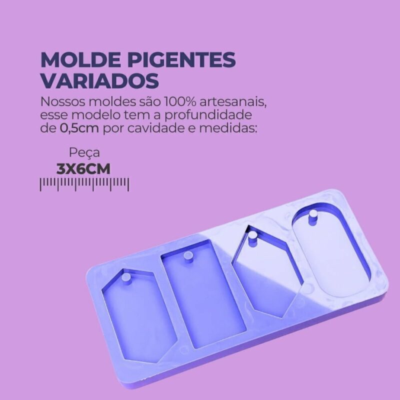 Molde de Silicone Para Resina Epóxi Pingentes Chaveiros Brincos - Imagem 2