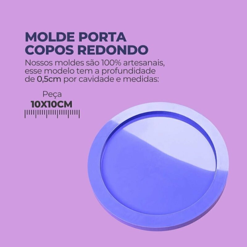 Molde de Silicone Para Resina Epóxi Eternização Redondo Porta Copos - Imagem 2