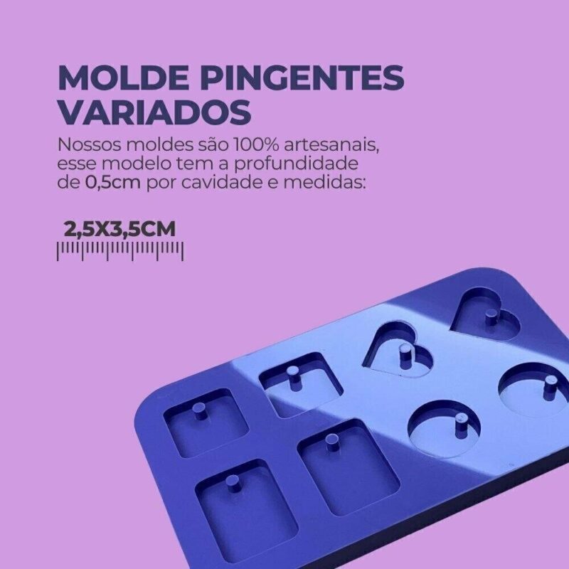 Molde de Silicone Para Resina Epóxi Pingentes Brincos Variados - Imagem 3