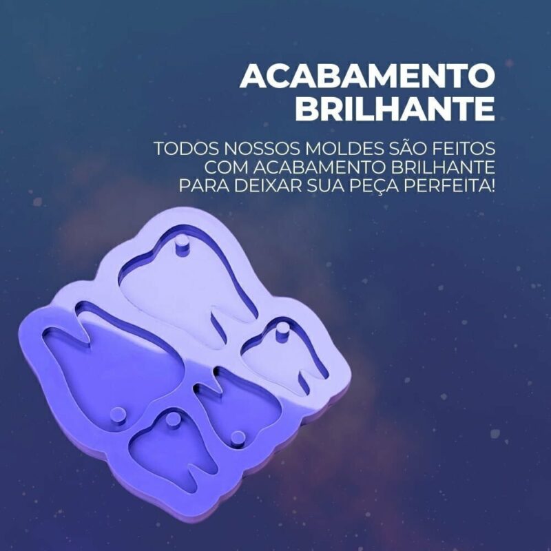 Molde de Silicone Para Resina Epóxi Chaveiro Dentes Váriados - Imagem 3