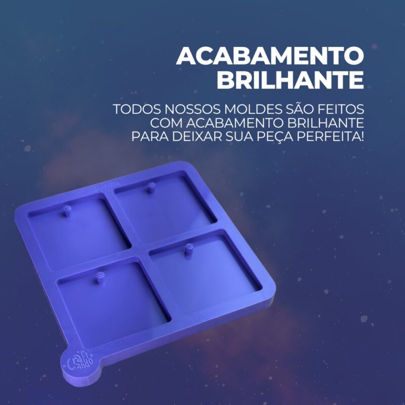 Molde de Silicone Para Resina Epóxi Quadrado Com furo 5cm - Imagem 3