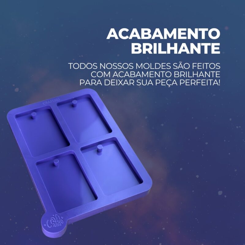 Molde de Silicone Para Resina Epóxi Retangular Com furo 3,7 x 5,5cm - Imagem 3