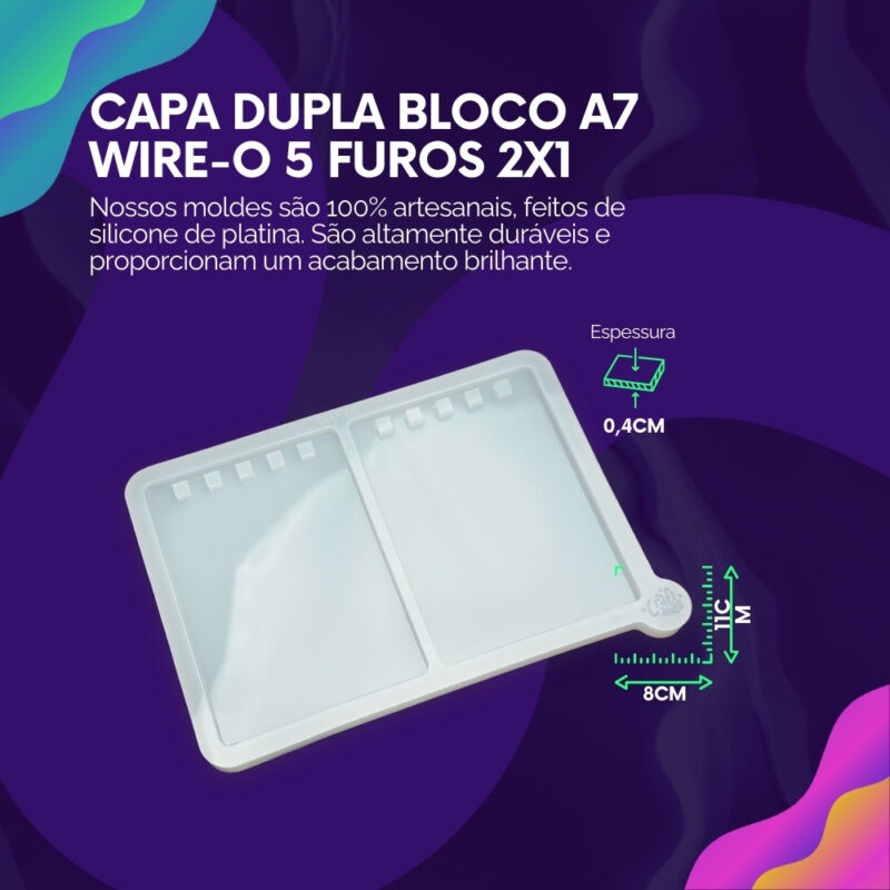 Molde de Silicone Para Resina Capa Bloco A7 Wire-o 5 Furos 2x1 - Image 2